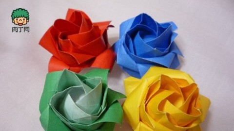 折纸玫瑰花—来自日本的纸玫瑰的折法图解教程